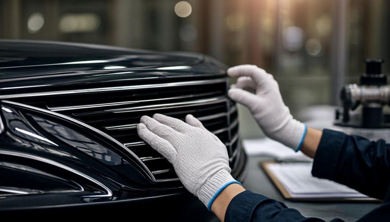 Quality control inspection of an automotive bumper